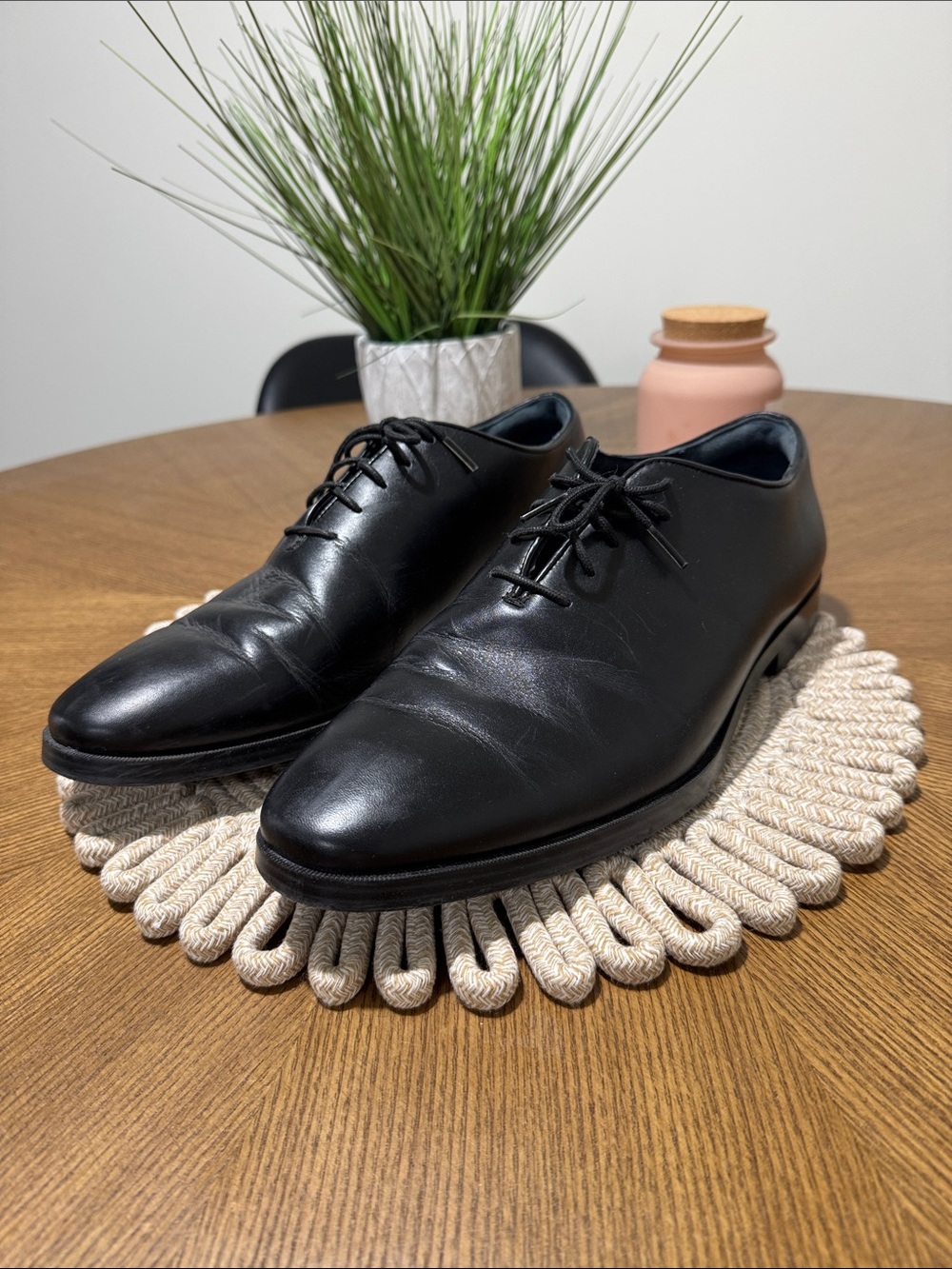 Cole Haan mens 13 M black solid while cut leather oxford dress shoes